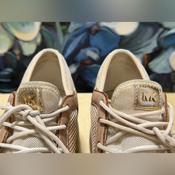 Michael Kors Women's Liv Trainer Wedge Sneakers Sporty Tan Gold Mesh Size 6 - Picture 6 of 15